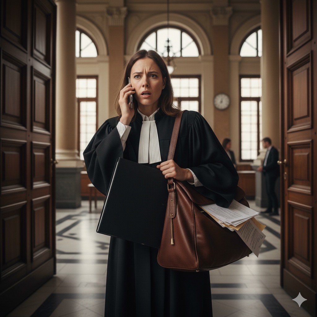 Avocate au téléphone dans un palais de justice